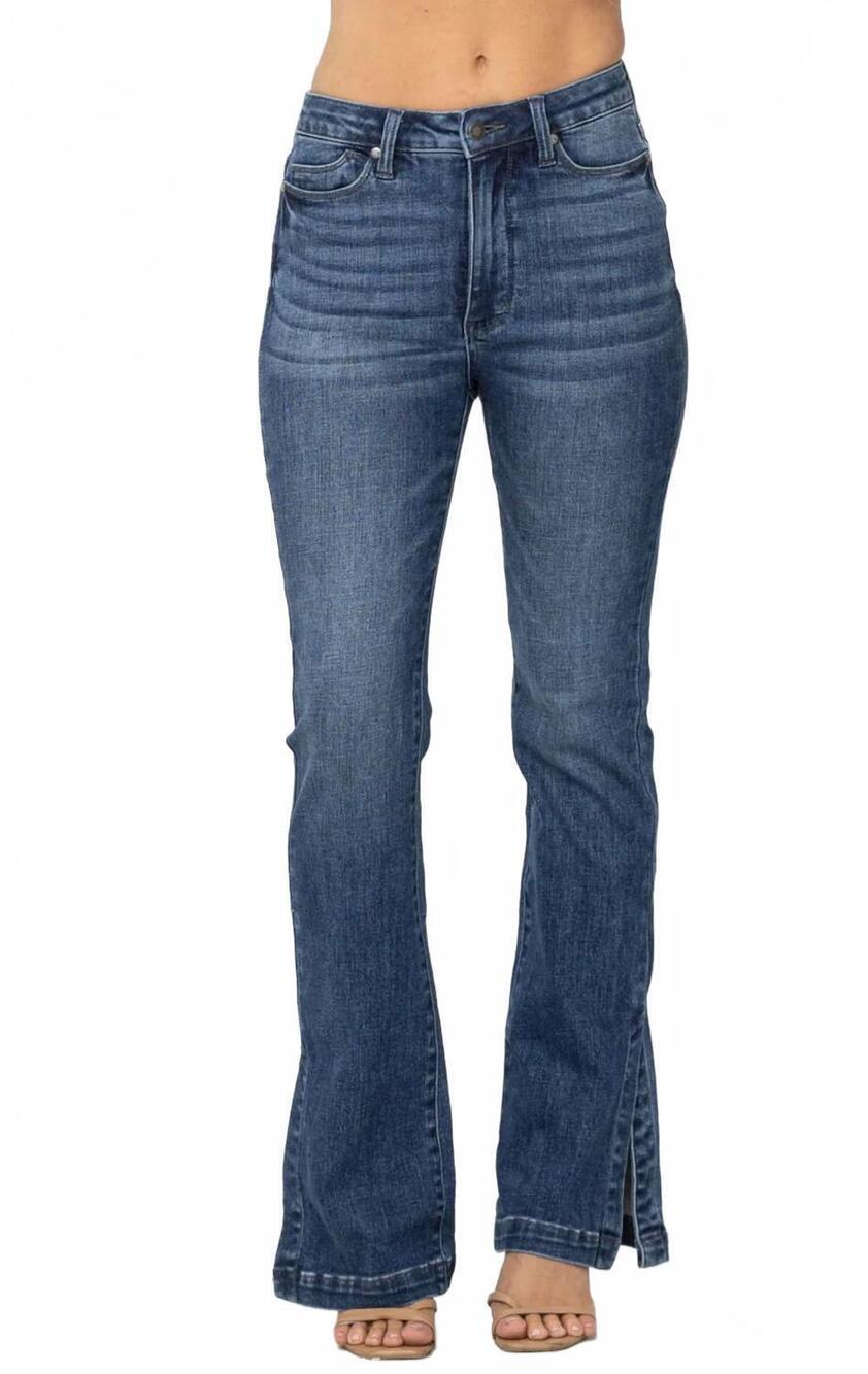 NEW JUDY BLUE high waist slim boot jeans with slit - plus in blue